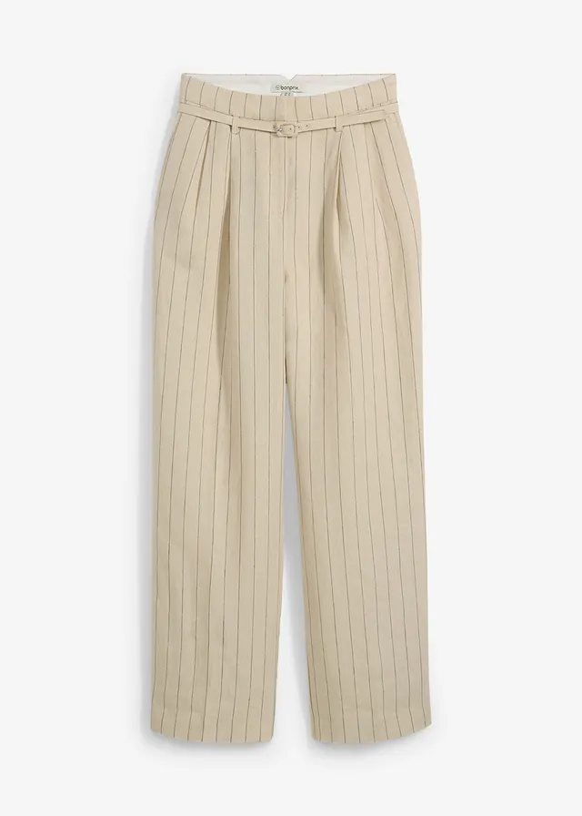 Pantaloni din in 100% cu curea (set/2 piese)