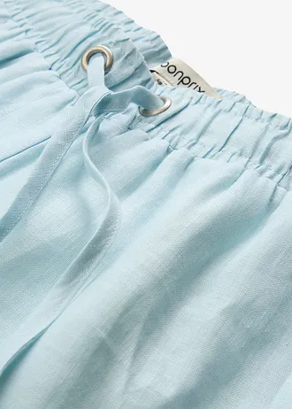 Pantaloni cu elastic și șiret în talie, din in 100% • bleu-gheață • magazin bonprix