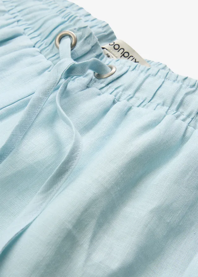 Pantalon taille élastiquée 100% lin • bleu givré • product-page.page-title-suffix