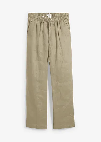 Kalhoty bez zapínání, z čistého lnu, barva: 