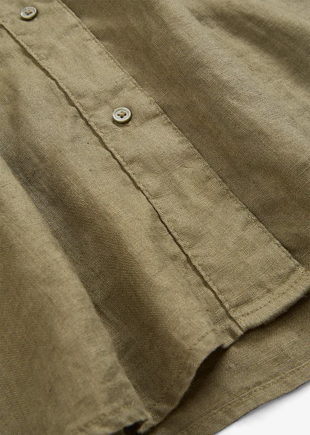 Bluză oversize din in 100% • oliv închis • magazin bonprix