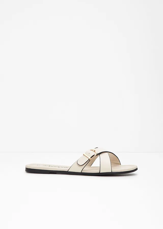 Mules à boucle décorative, Couleur: beige naturel