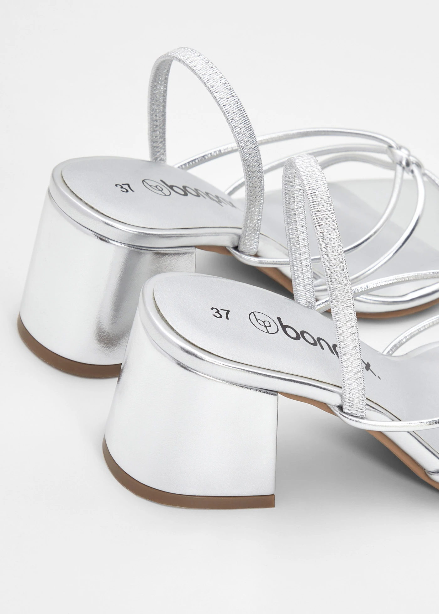 Sandałki z paseczkami na obcasie słupku • srebrny • sklep bonprix