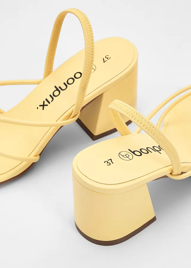 Sandales à talons, Couleur: jaune pâle