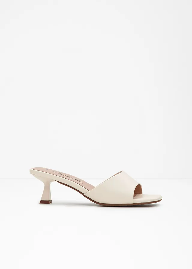 Mules à talon fin, Couleur: beige naturel