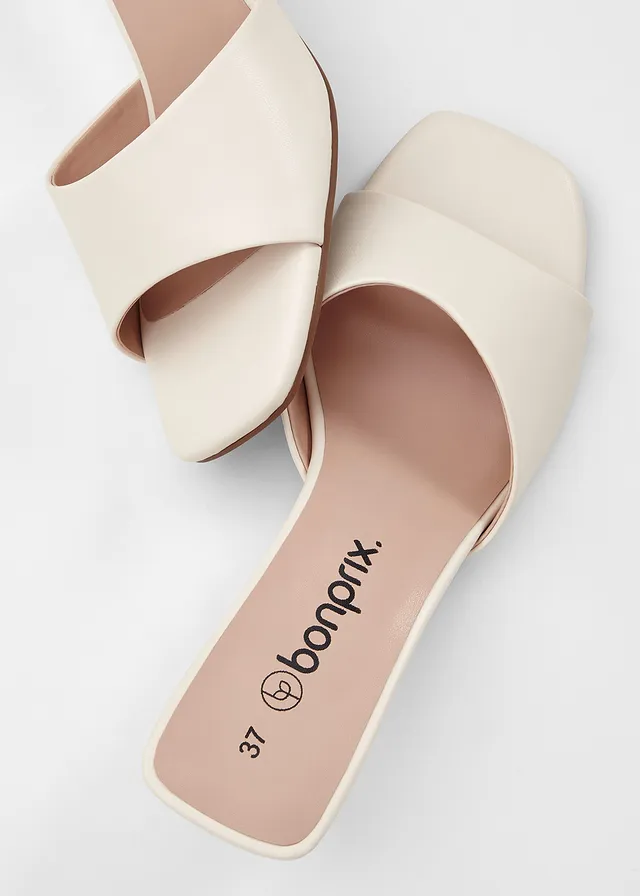 Mules à talon fin, Couleur: beige naturel