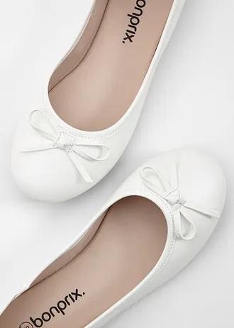 Ballerines à petit nœud • blanc • Boutique bonprix