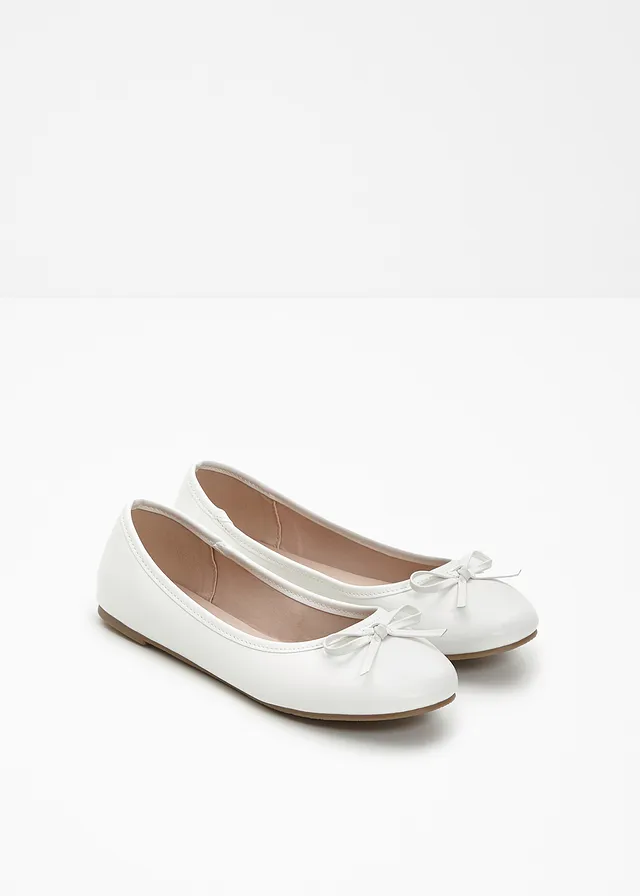 Ballerina's met strikje, Kleur: wit