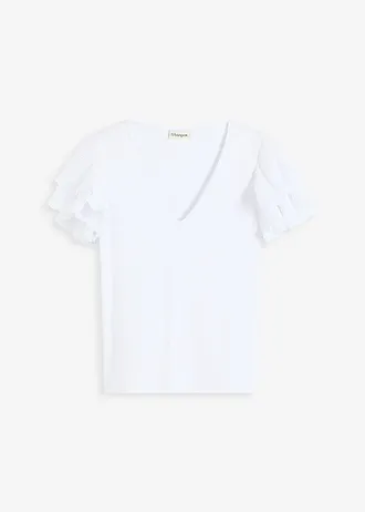 Shirt met volants, Kleur: wit