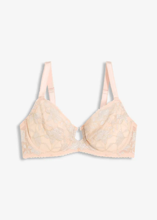 Sutien minimizer cu armătură și dantelă Lurex bicoloră