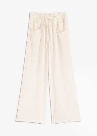 Marlene Dietrich broek van lichte crêpe, Kleur: natuurbeige