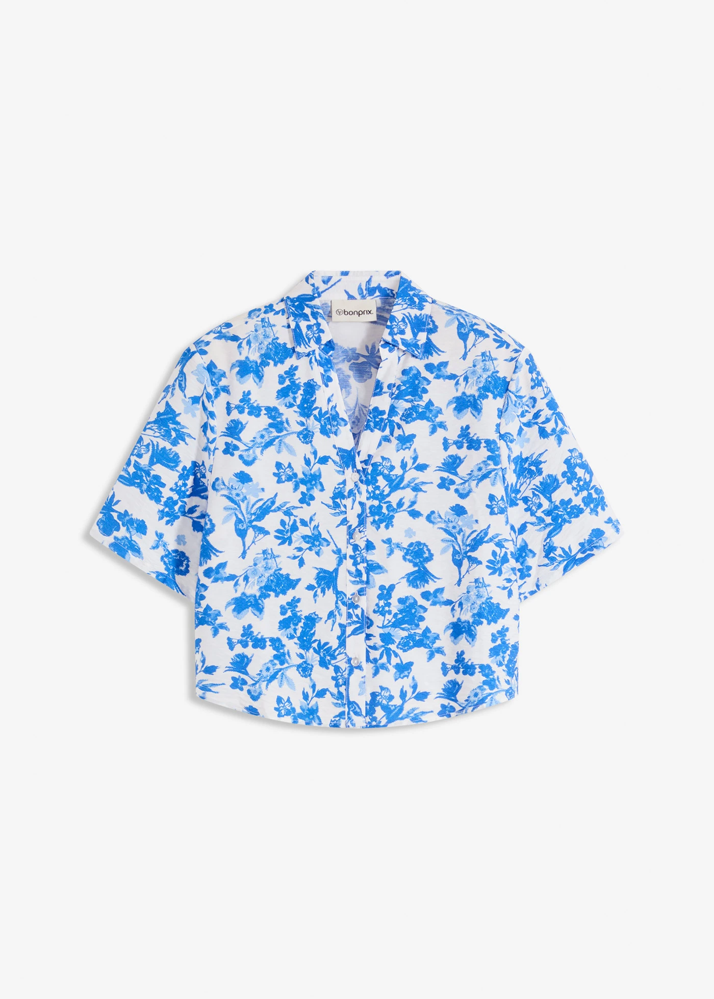 Chemisier manches courtes doux et fluide • blanc imprimé • Boutique bonprix