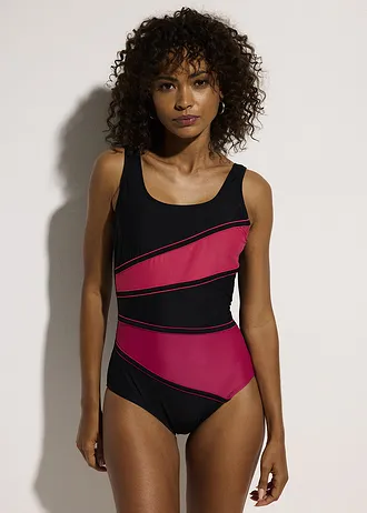 Corrigerend badpak, sterk corrigerend • zwart/pink • bonprix online shop