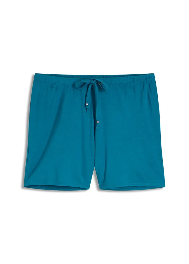 Strandshort in een soepele viscosemix, Kleur: petrol