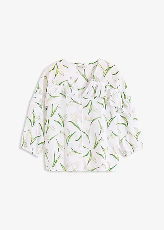 Gedessineerde blouse met volants • wit gebloemd • bonprix online shop