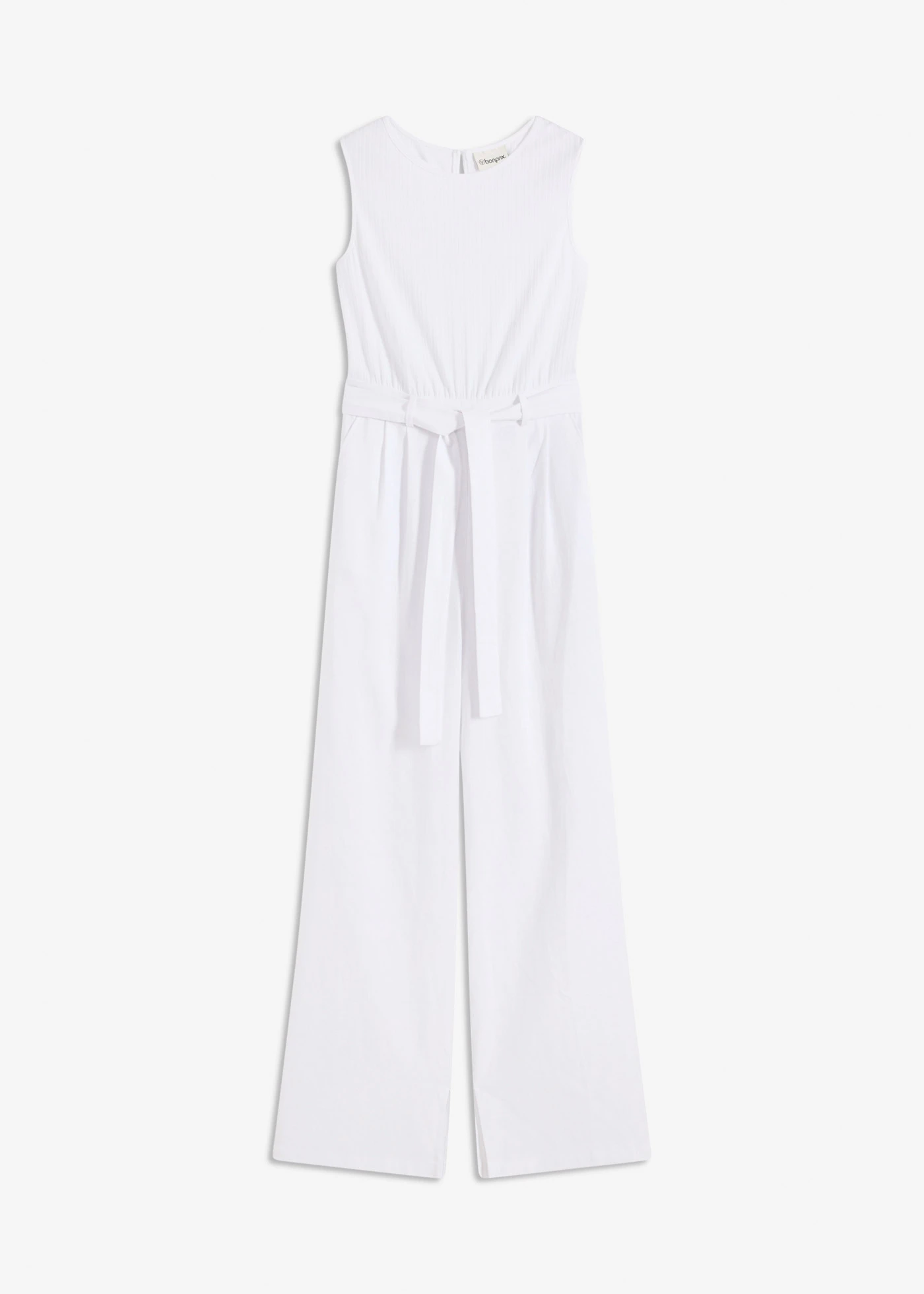 Jumpsuit in een jersey-linnenmix • wit • bonprix online shop