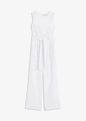 Jumpsuit in een jersey-linnenmix • wit • bonprix online shop