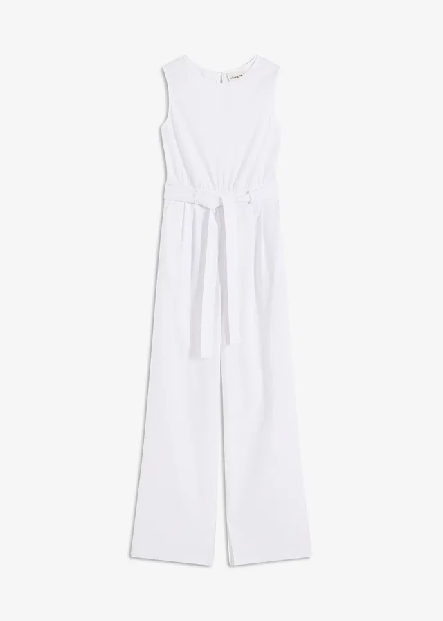 Jumpsuit in een jersey-linnenmix • wit • bonprix online shop