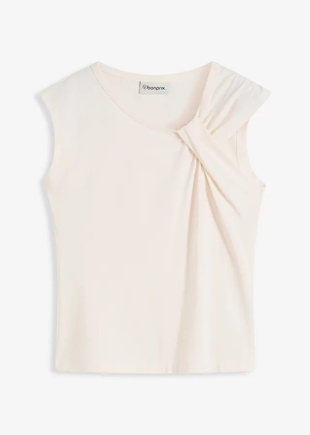 Tričko s pretočeným detailom a z elastického bavlneného mixu