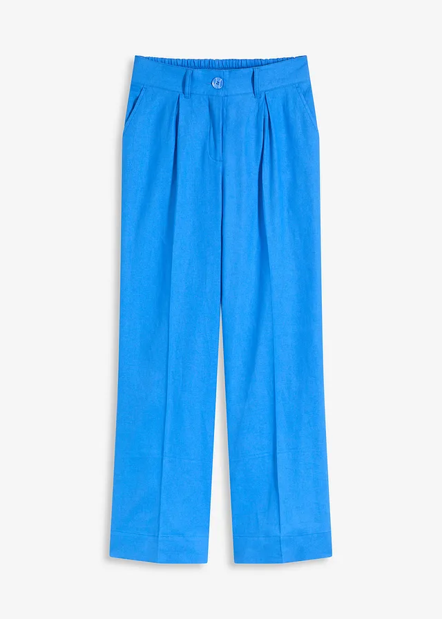 Pantalon palazzo en lin mélangé aérien, Couleur: bleu glacier