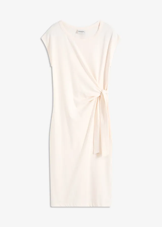 Rochie din jerse elastic cu bumbac cu nod decorativ