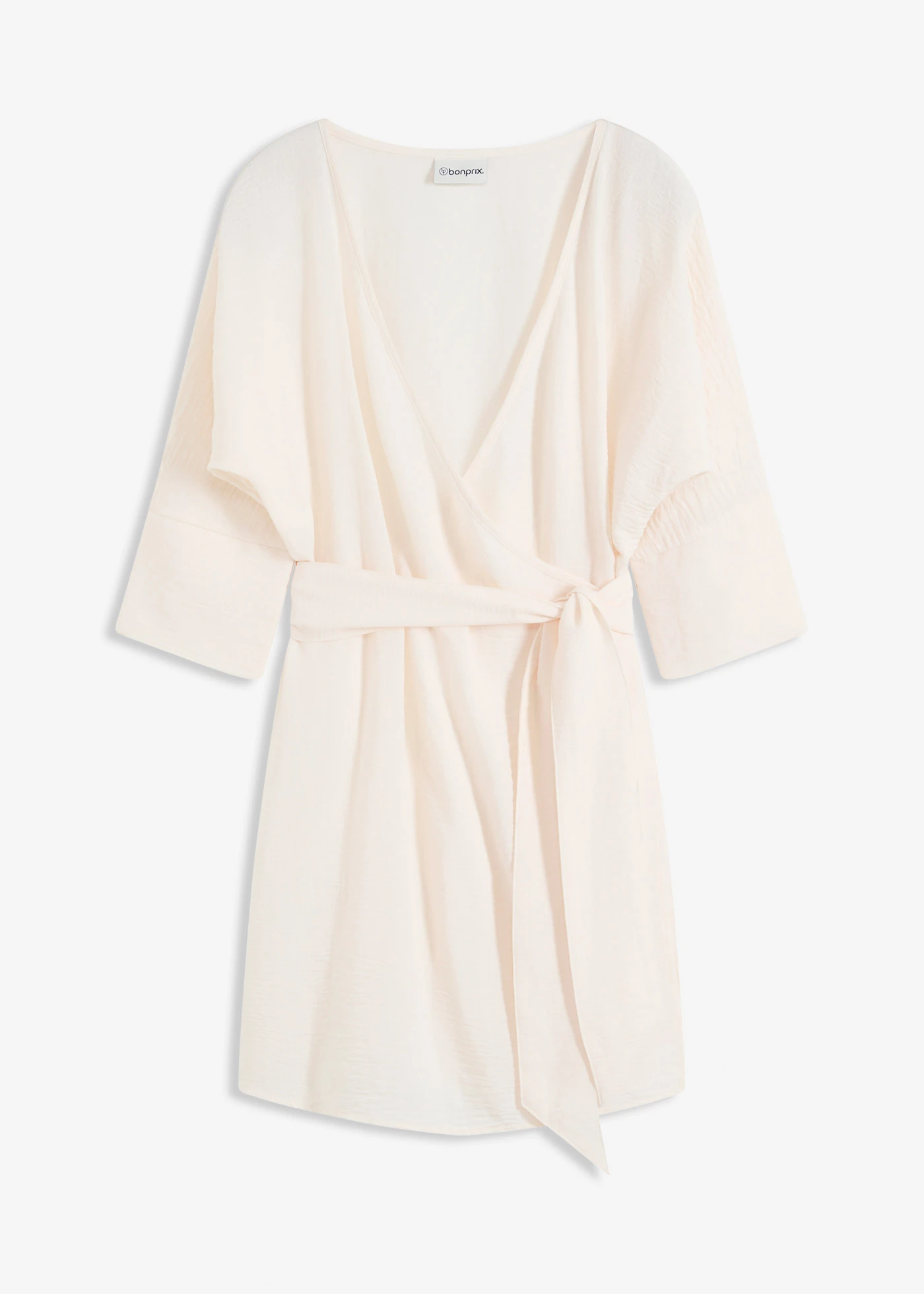 Mini jurk met riem in wikkellook • natuurbeige • bonprix online shop