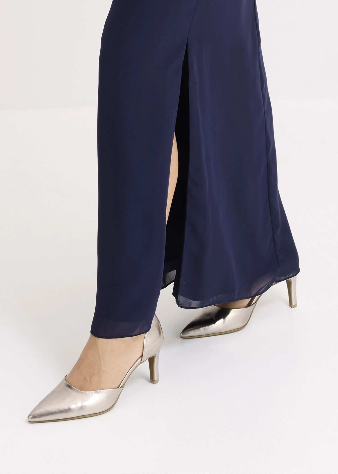 One shoulder jurk van fijne chiffon • middernachtblauw • bonprix online shop