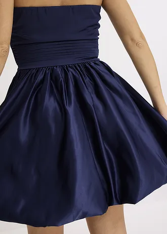 Jurk van glanzend satijn, ballonmodel • donkerblauw • bonprix online shop