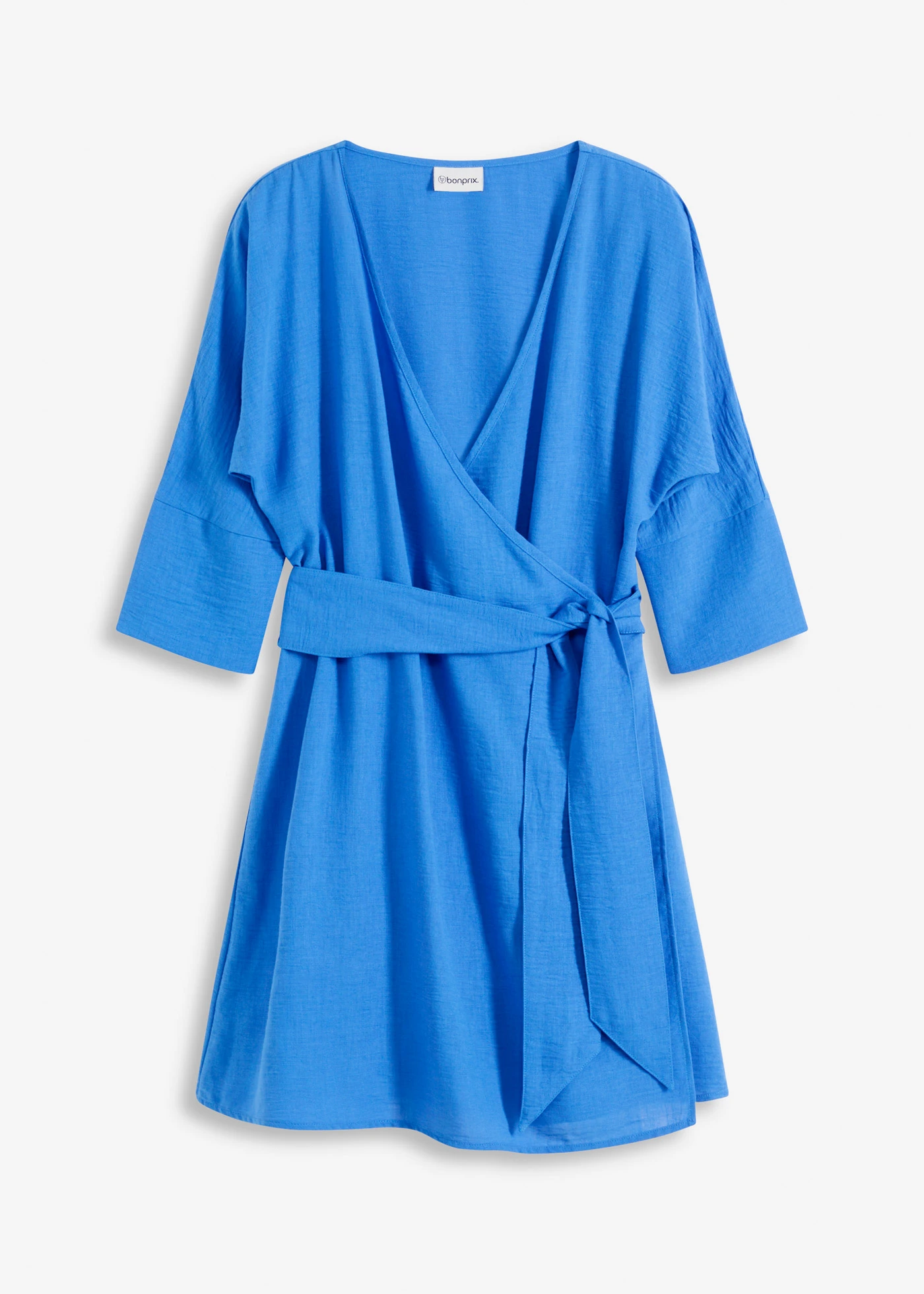 Mini jurk met riem in wikkellook • gletsjerblauw • bonprix online shop