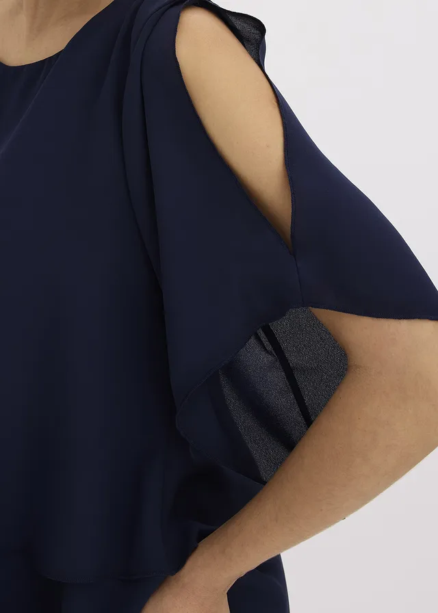 Blouse met puntjes in layerlook • donkerblauw • product-page.page-title-suffix