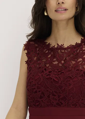 Mini jurk met kant • robijnrood • bonprix online shop