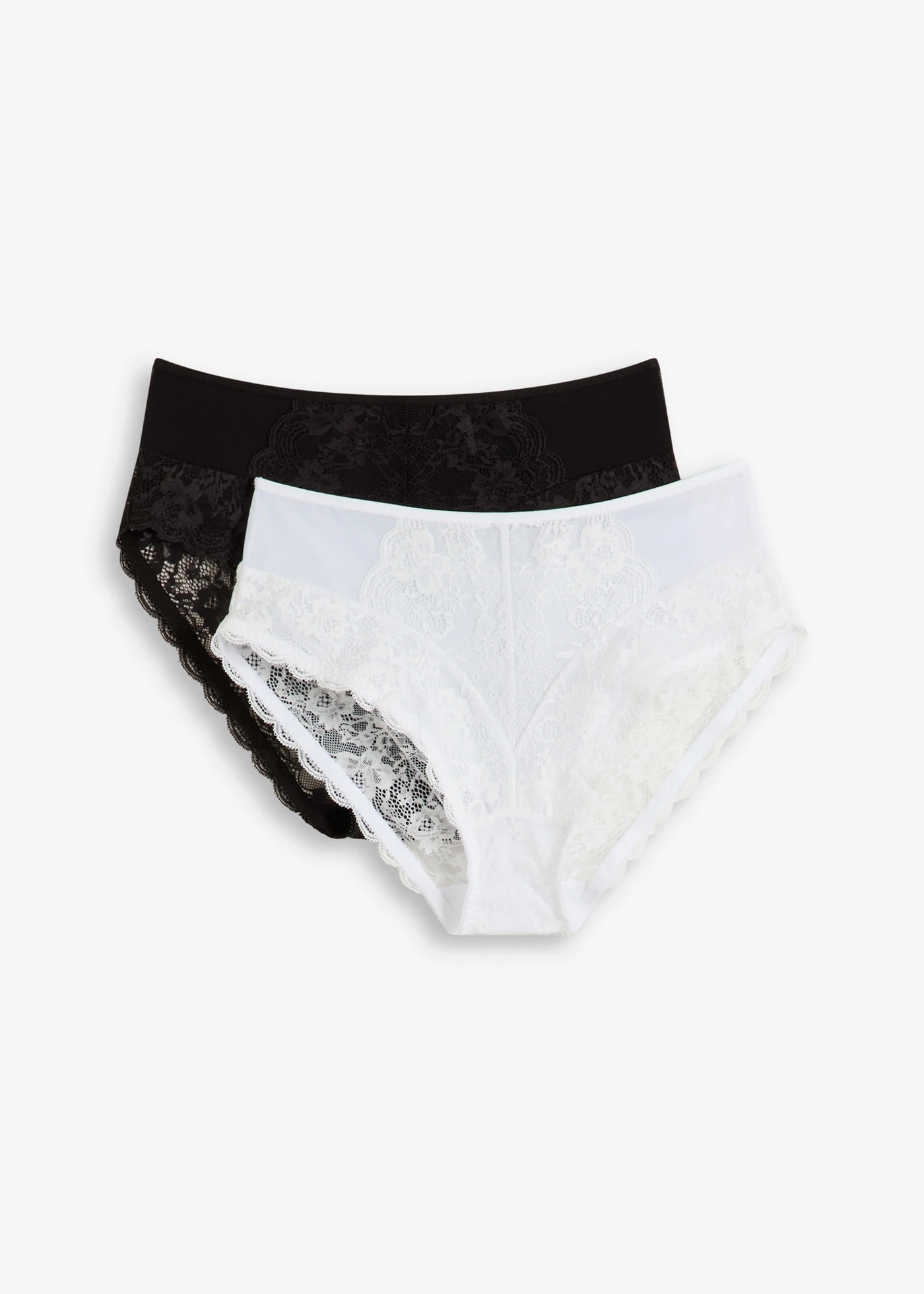 Lot de 2 slips maxi avec dentelle • blanc/noir • Boutique bonprix