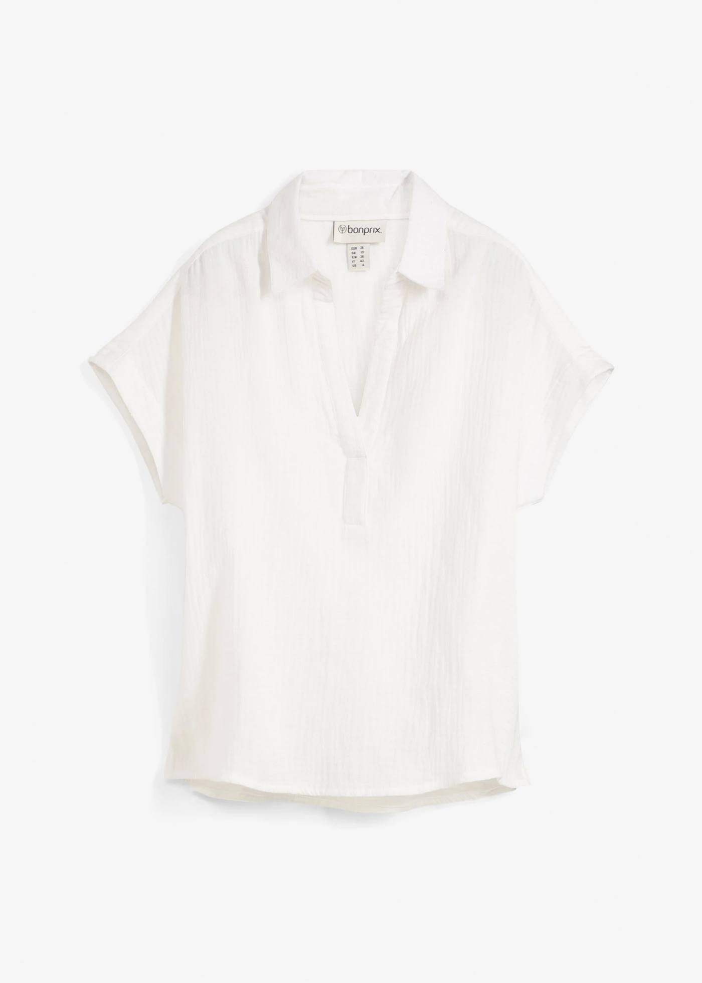 Blouse manches courtes en gaze de coton légère • ecru • Boutique bonprix