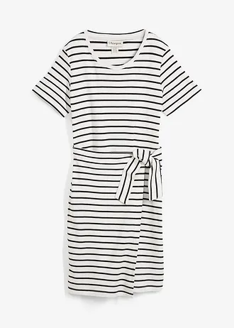 Žerzejové šaty z čisté bavlny • přírodně bílo-černá s proužky • bonprix obchod