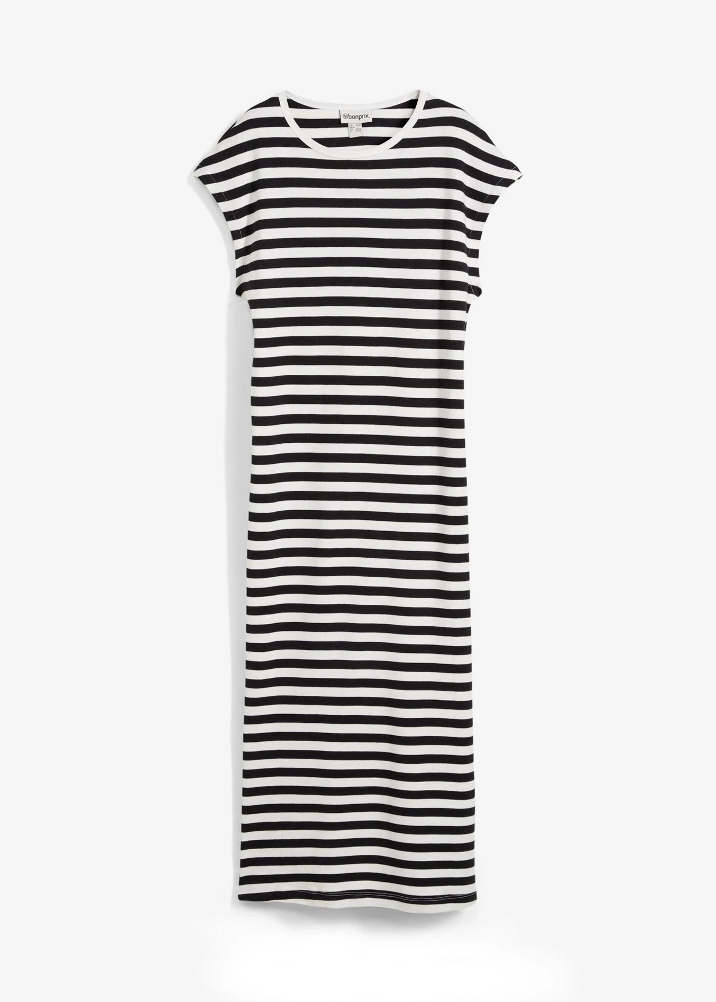 Žerzejové šaty z čisté bavlny • černá /přírodní bílá s proužky • bonprix obchod
