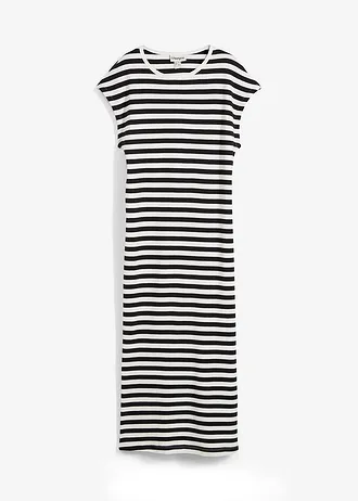 Žerzejové šaty z čisté bavlny • černá /přírodní bílá s proužky • bonprix obchod