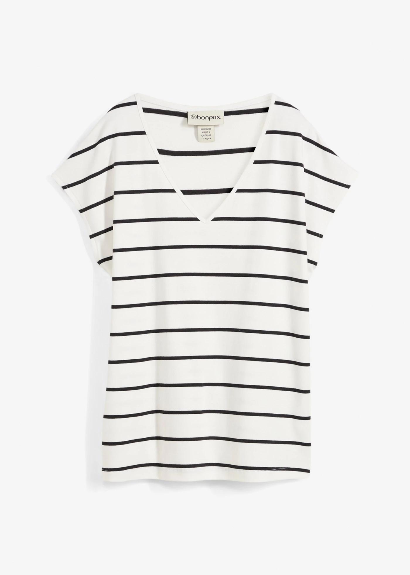 Gestreept shirt • wolwit/zwart gestreept • bonprix online shop