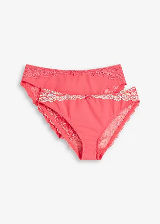 Kalhotky s jemnou krajkou (2 ks v balení) • rajská pink s květy + rajská pink • bonprix obchod
