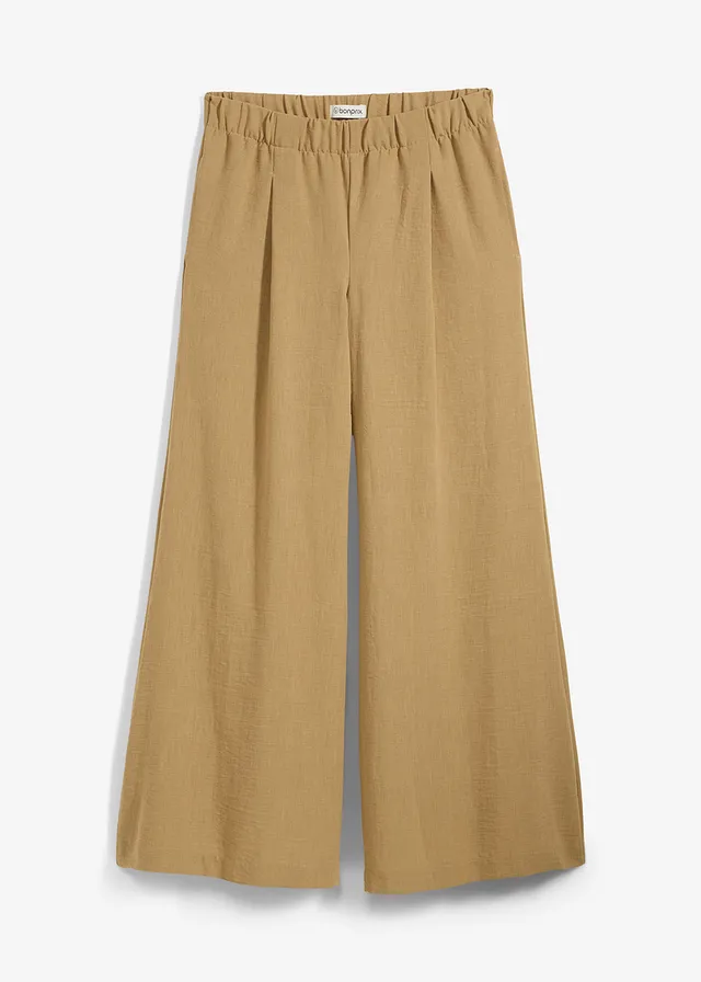 Pantaloni palazzo cu pense în talie
