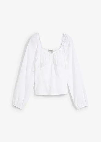 Halenka s dírkovanou výšivkou, z čisté bavlny • bílá • bonprix obchod