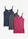Top met spaghettibandjes van puur katoen (set van 3), Kleur: donkerpink donkerblauw antraciet