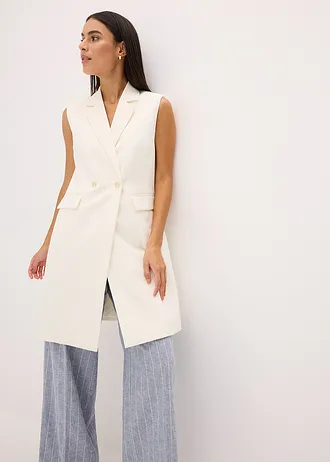 Lang mouwloos vest • wolwit • bonprix online shop