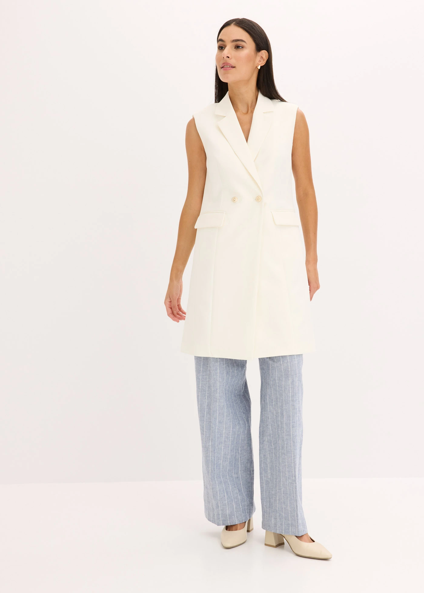 Lang mouwloos vest • wolwit • bonprix online shop