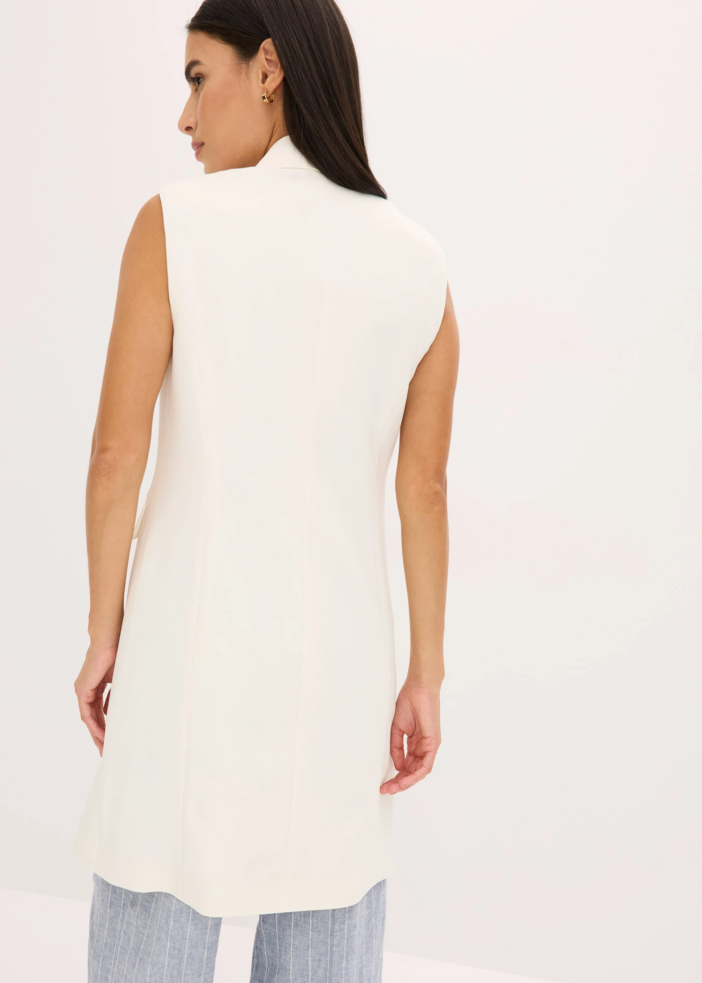 Lang mouwloos vest • wolwit • bonprix online shop