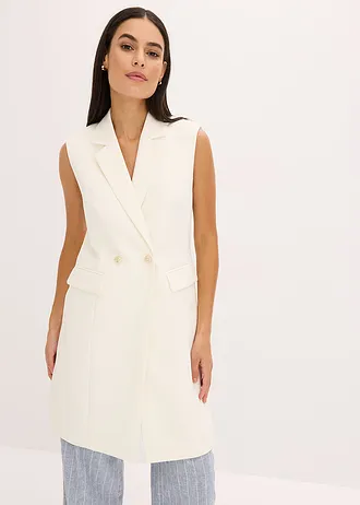 Lang mouwloos vest • wolwit • bonprix online shop