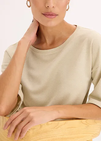 T-shirt brillant en viscose majoritaire • sable clair-argenté métallisé • Boutique bonprix