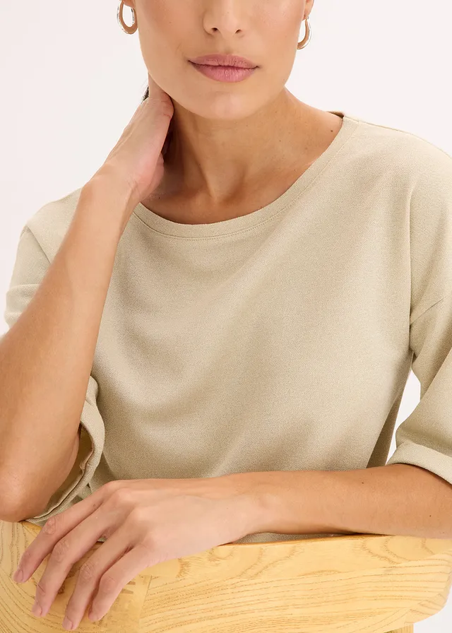 T-shirt brillant en viscose majoritaire • sable clair/argenté métallisé • product-page.page-title-suffix