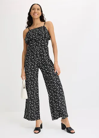 Gedessineerde jumpsuit • zwart/wolwit • bonprix online shop