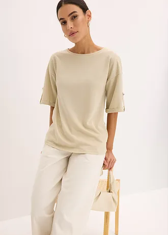 T-shirt brillant en viscose majoritaire • sable clair-argenté métallisé • Boutique bonprix