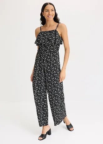Gedessineerde jumpsuit • zwart/wolwit • bonprix online shop